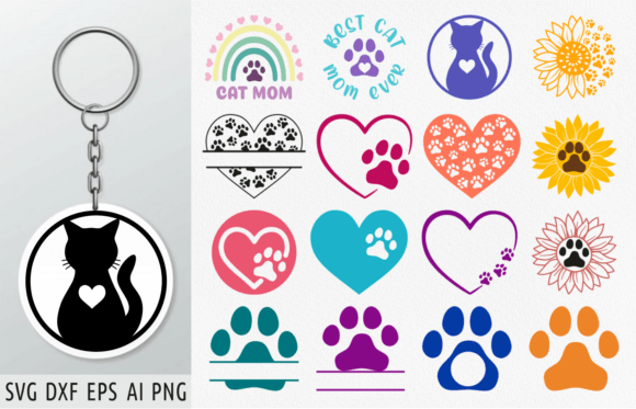 Cat Mom Keychain Svg Cat Mom Svg Cat Svg Graphics and Crafts Review