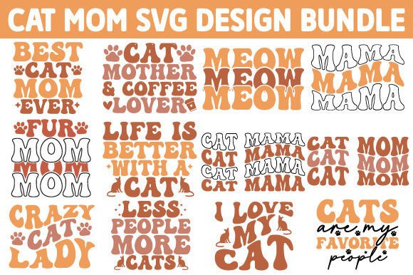 Cat Mom Svg Design Bundle for Graphics and Crafts